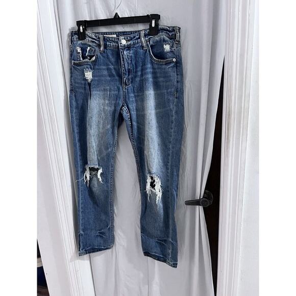 Anthropologie Pilcro Jeans 28 The Heritage Boyfriend Mid Rise Crop Distressed - Picture 1 of 9